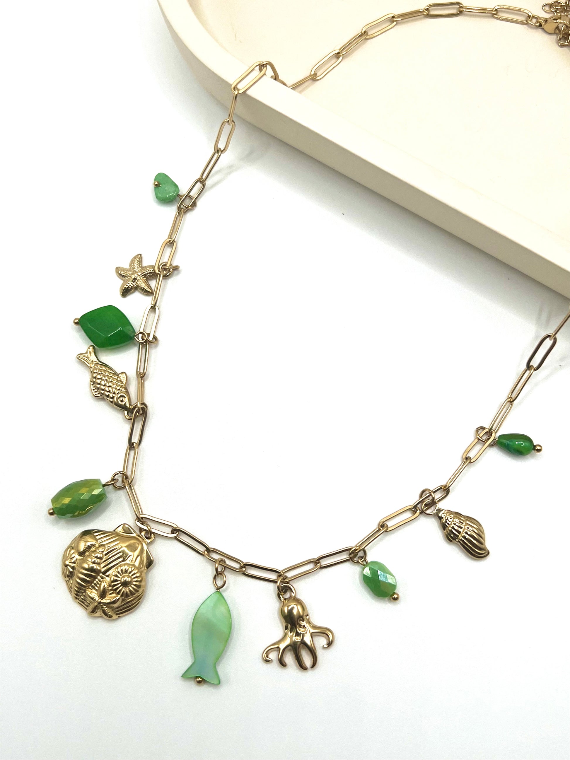 Collier charms vert